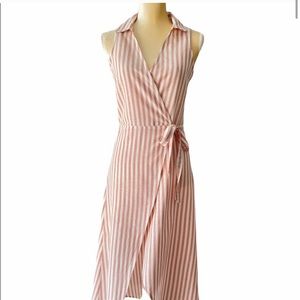 O’Neill Striped Sleeveless Cotton Linen Wrap Dress